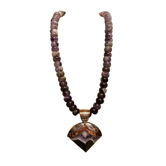Jay King Necklace & Pendant Sterling Silver, Copper and Amethyst Statement Piece - Picture 4 of 14